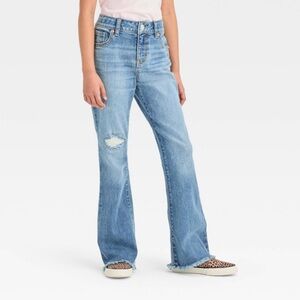 Girls’ Mid-Rise Flare Jeans - Cat & Jack Medium Wash 14